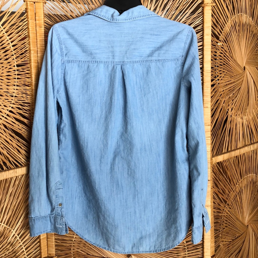 Authentic American Heritage Chambray Lace Up Top - Picture 2 of 6